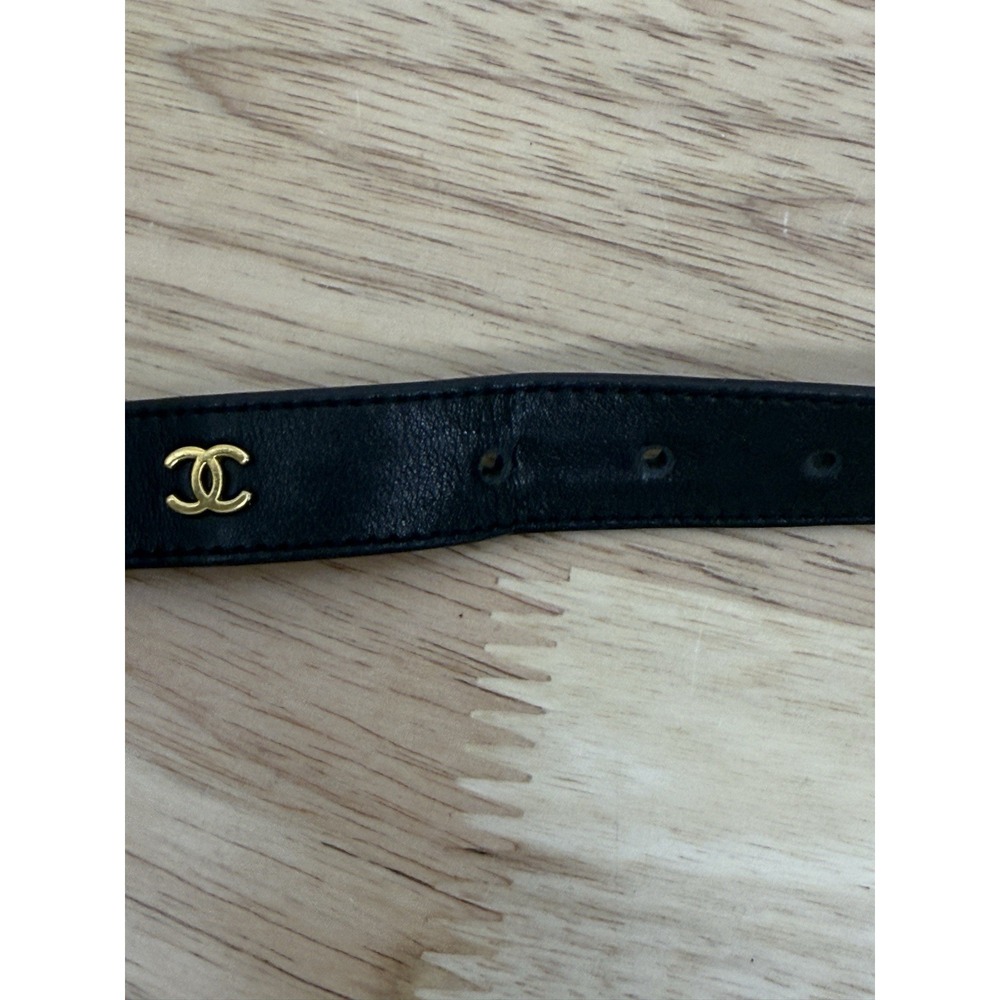 Authentic CHANEL Vintage 1996 Belt Leather Coco Mark/Black Belt Sz 65/26 CC Logo - Picture 9 of 16